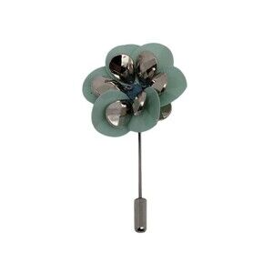 VTG Floral Lapel Scarf Stick Pin Brooch Green Sequin Silver Tone Bead Estate